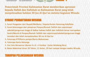 WISUDA HAFIZH DAN HAFIZHAH PROVINSI KALIMANTAN BARAT TAHUN 2021 TAHAP I