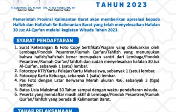 WISUDA HAFIZH DAN HAFIZHAH 30 JUZ KALIMANTAN BARAT  TAHUN 2023